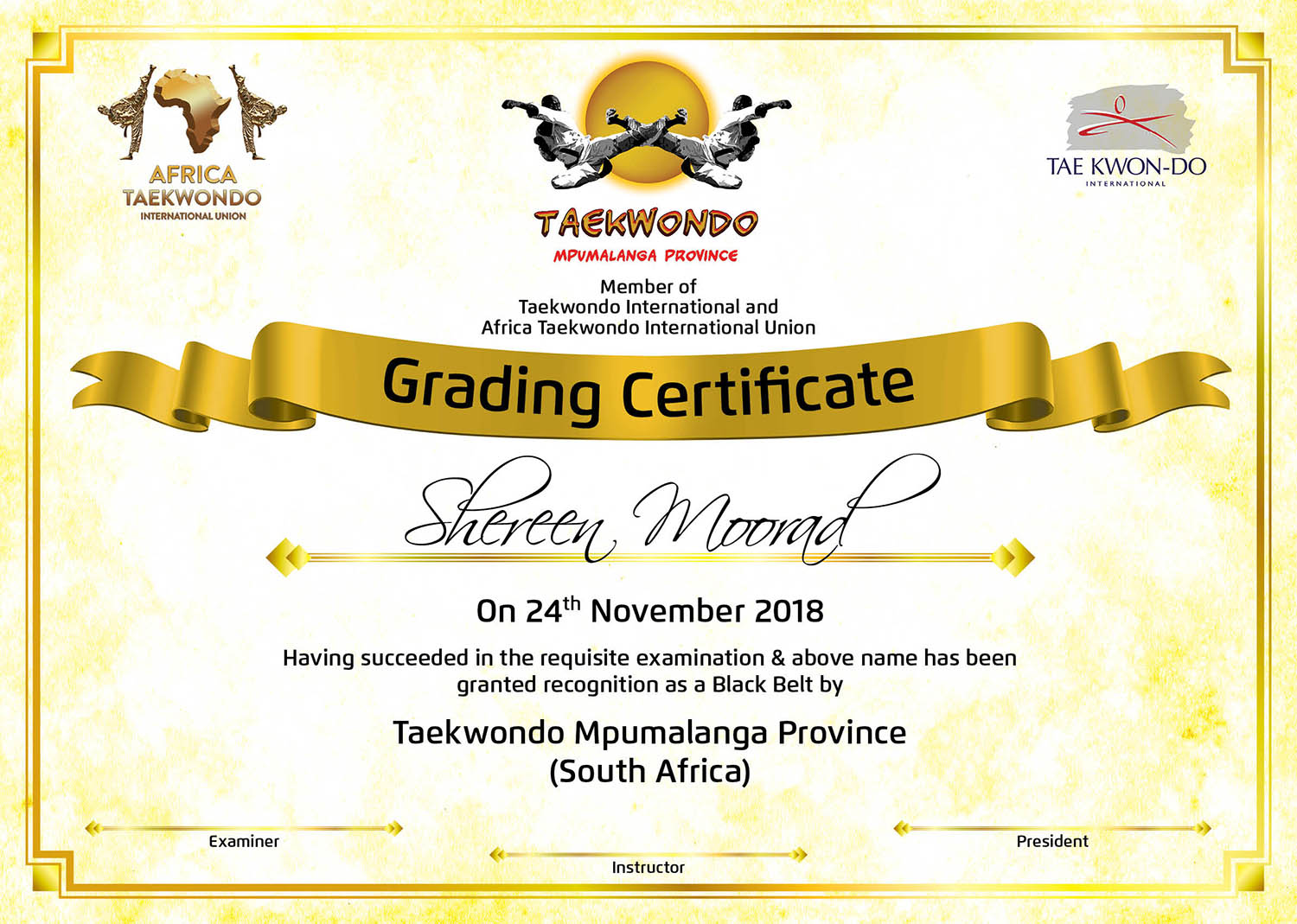 taekwondo certificate design